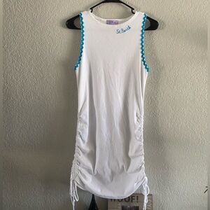 MC2 St. Barth Ribbed Drawstring Sides Mini White Dress Sz M